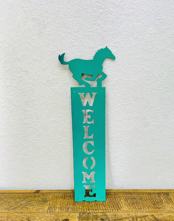Horse Turquoise Metal Wall Sign