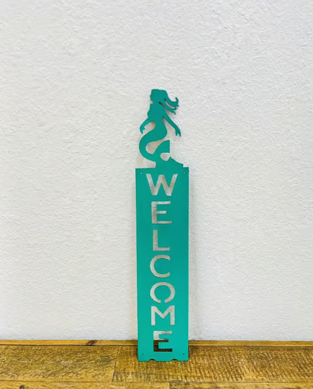 Turquoise Metal Wall Sign, Mermaid