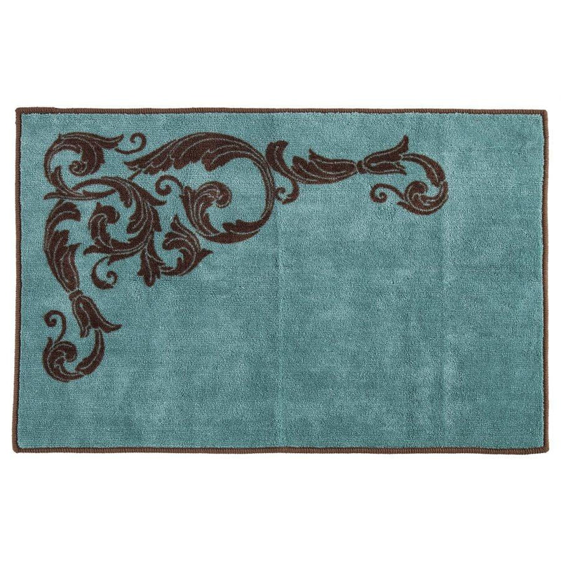 WYATT TURQUOISE SCROLLWORK KITCHEN/BATH RUG