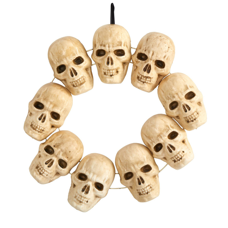 20” Halloween Skull Wreath with Lighted Eyes by Nearly Natural