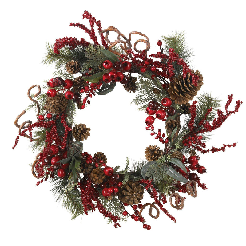 24” Assorted Berry Wreath by Nearly Natural