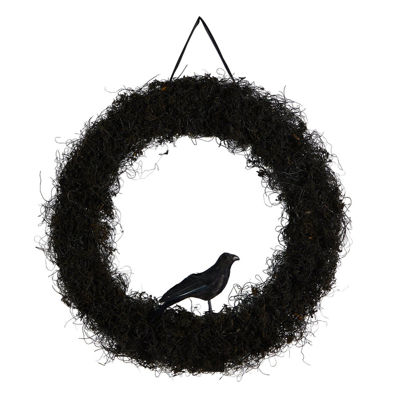 30” Halloween Black Raven Twig Wreath by Nearly Natural