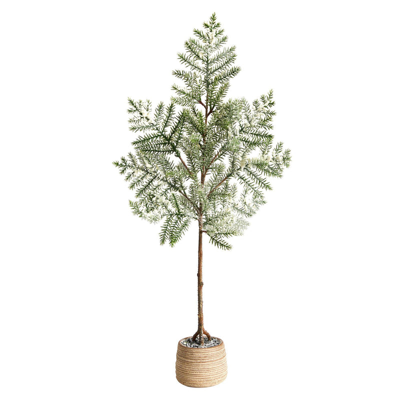 35'' Frosted Pine Artificial Christmas Tree in Decorative Planter by Nearly Natural