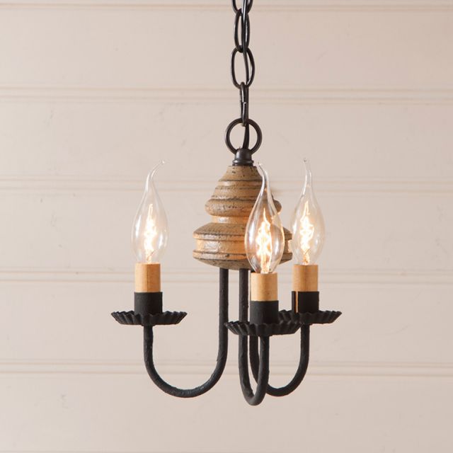 3-Arm Bellview Wood Chandelier in Americana Pearwood