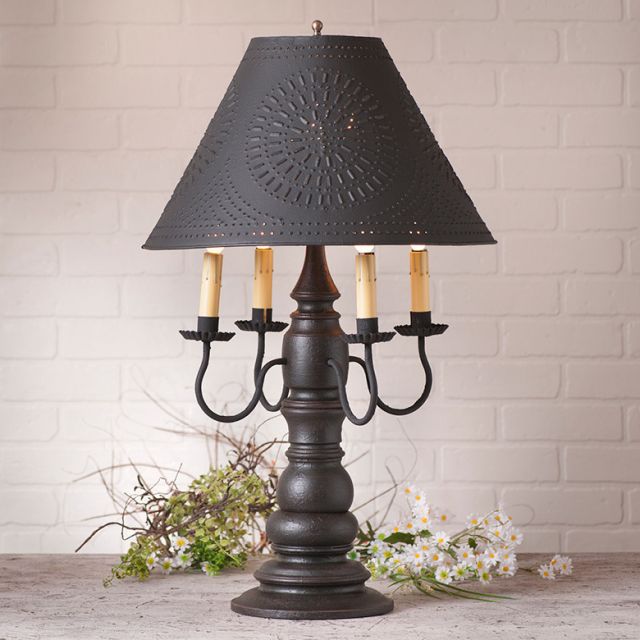 Bradford Lamp in Americana Black with Textured Black Tin Shade
