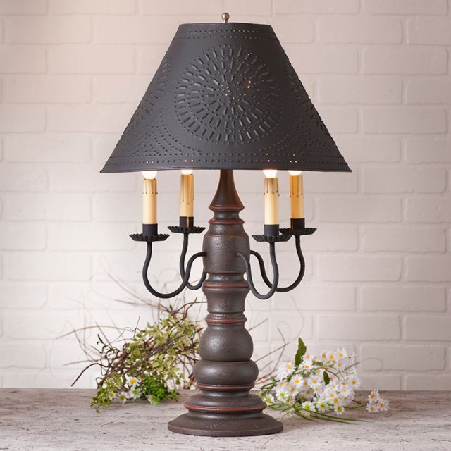 Bradford Lamp in Americana Espresso with Textured Black Tin Shade