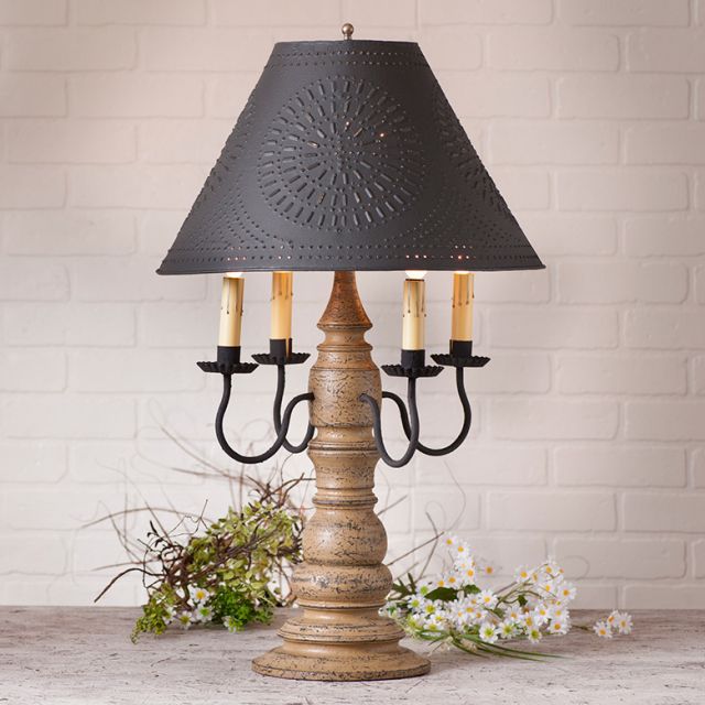 Bradford Lamp in Americana Pearwood with Textured Black Tin Shade