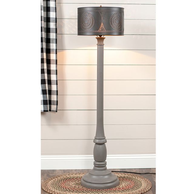 Brinton Floor Lamp in Earl Gray with Metal Drum Shade