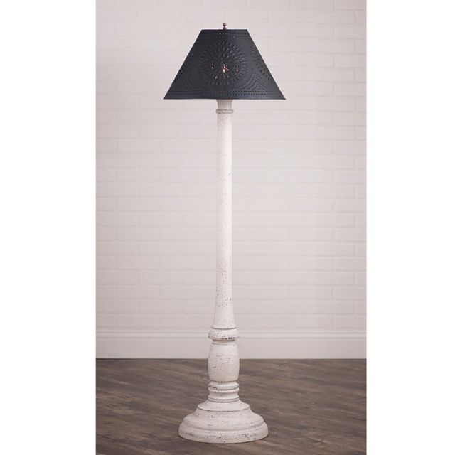 Brinton House Floor Lamp Americana White with Textured Black Tin Shade