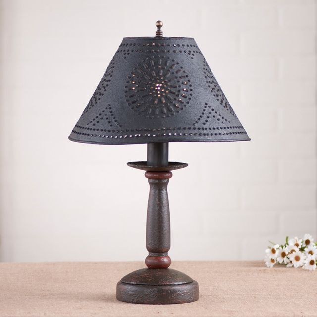 Butcher's Lamp in Americana Espresso with Textured Black Tin Shade