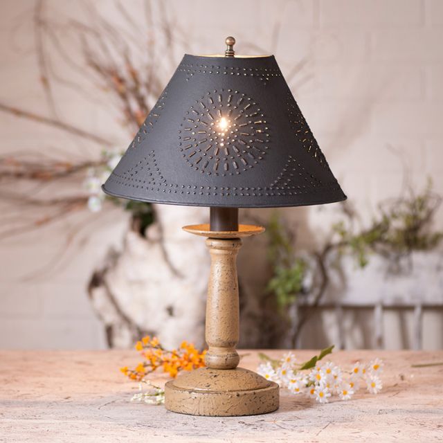 Butcher's Lamp in Americana Pearwood with Textured Black Tin Shade