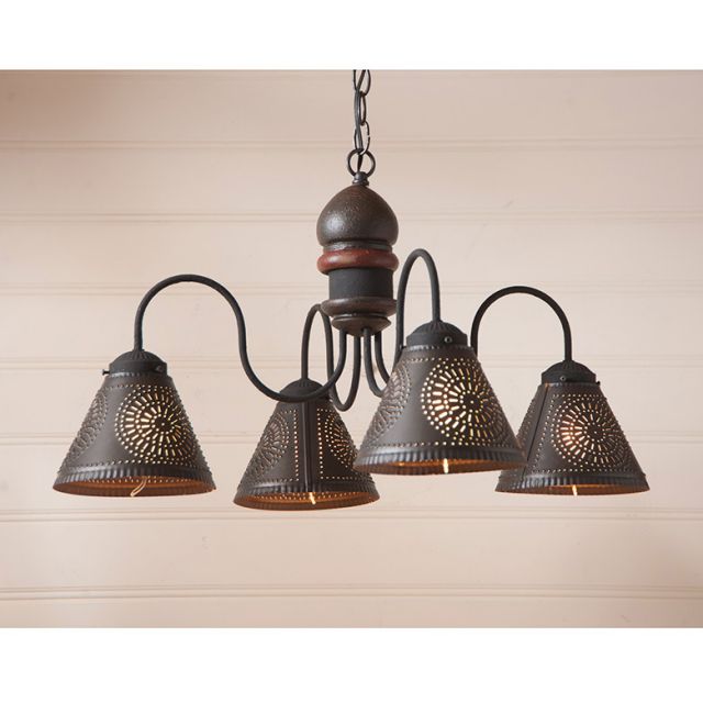 4-Arm Cambridge Wood Chandelier in Americana Espresso