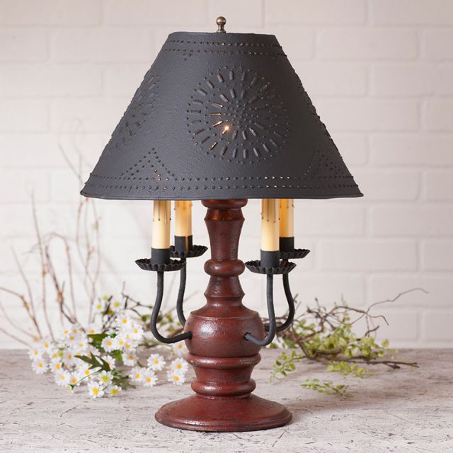 Cedar Creek Lamp in Americana Red with Textured Black Tin Shade