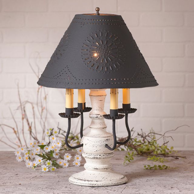 Cedar Creek Lamp in Americana White with Textured Black Tin Shade