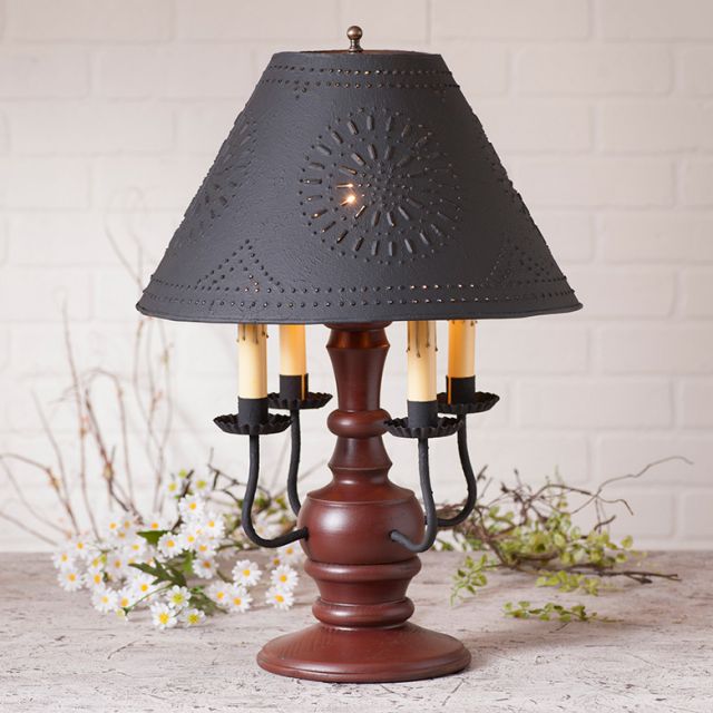 Cedar Creek Lamp in Sturbridge Red with Textured Black Tin Shade