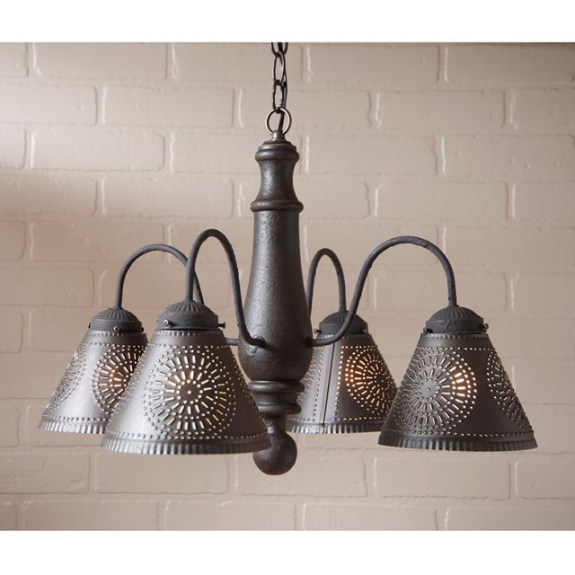 4-Arm Crestwood Wood Chandelier in Americana Black