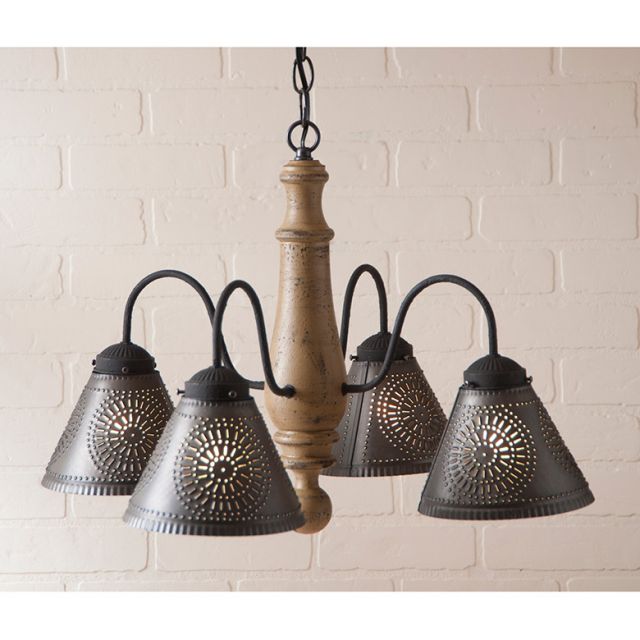 4-Arm Crestwood Wood Chandelier in Americana Pearwood