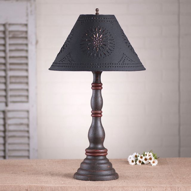 Davenport Lamp in Americana Black with Textured Black Tin Shade