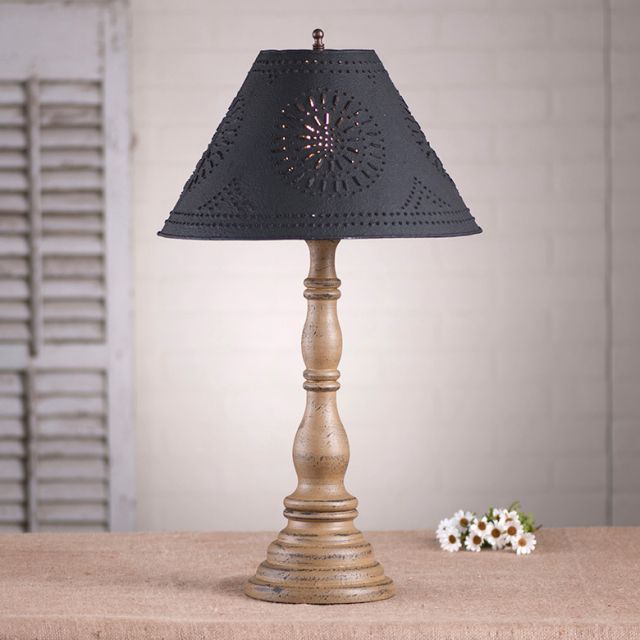 Davenport Lamp in Americana Pearwood with Textured Black Tin Shade