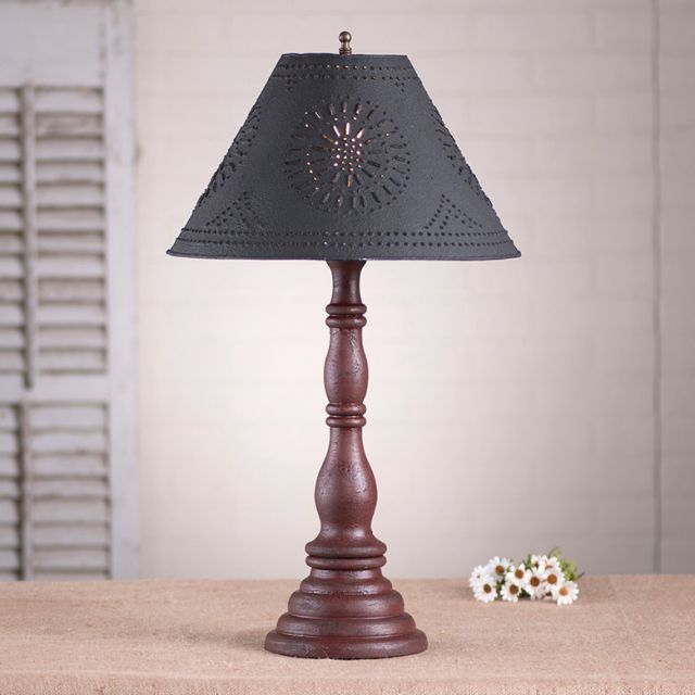 Davenport Lamp in Americana Red with Textured Black Tin Shade