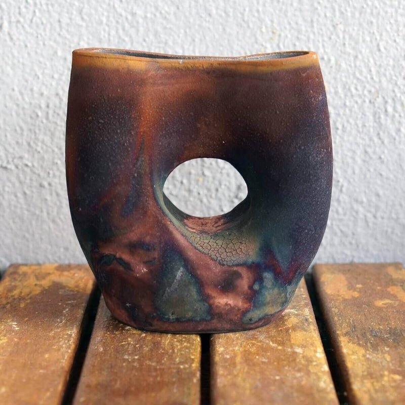 Dokutsu Ceramic Raku Vase - RAAQUU Basics handmade pottery home decor by RAAQUU