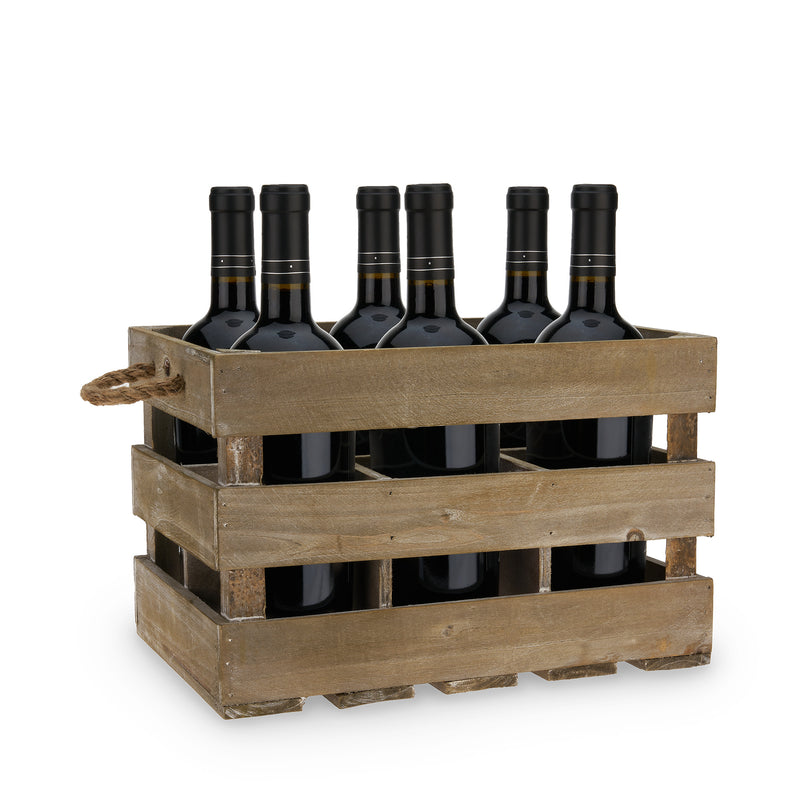 Wooden 6-Bottle Crate