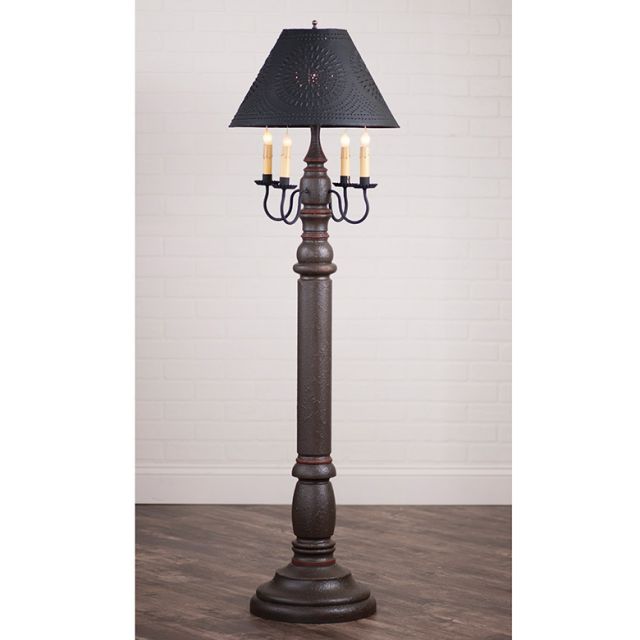General James Floor Lamp Americana Espresso with Textured Black Tin Shade