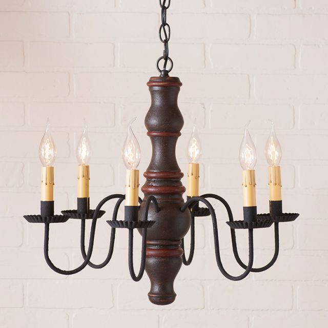 6-Arm Gettysburg Wood Chandelier in Americana Espresso