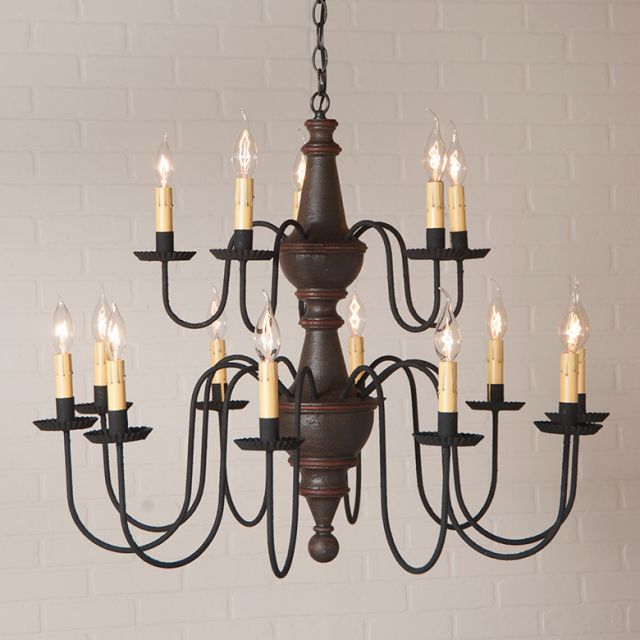 15-Arm Harrison Two Tier Wood Chandelier in Espresso
