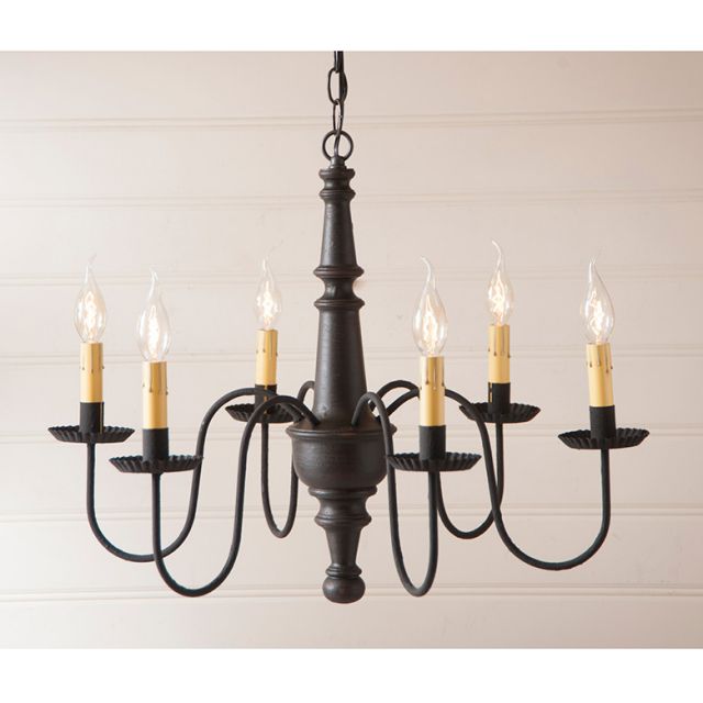 6-Arm Harrison Wood Chandelier in Americana Black