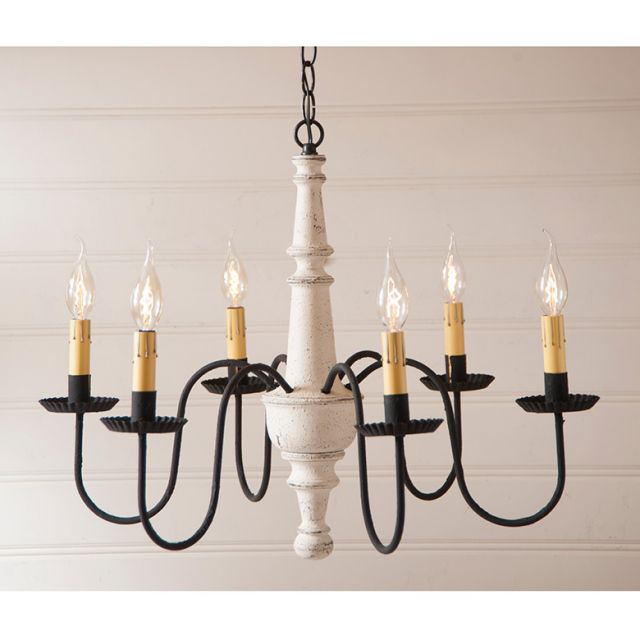 6-Arm Harrison Wood Chandelier in Americana White