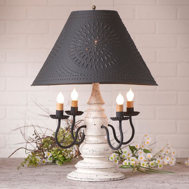 Harrison Lamp in Americana White with Textured Black Tin Shade