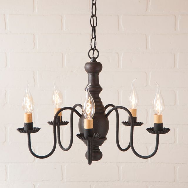5-Arm Lancaster Wood Chandelier in Americana Black