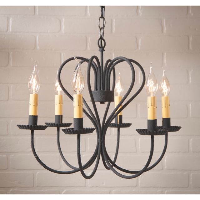 6-Arm Large Georgetown Chandelier in Textured Black