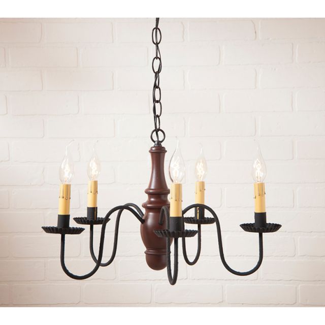 5-Arm Lynchburg Wood Chandelier in Sturbridge Red