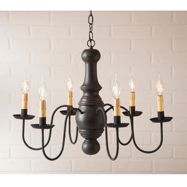6-Arm Maple Glenn Wood Chandelier in Americana Black