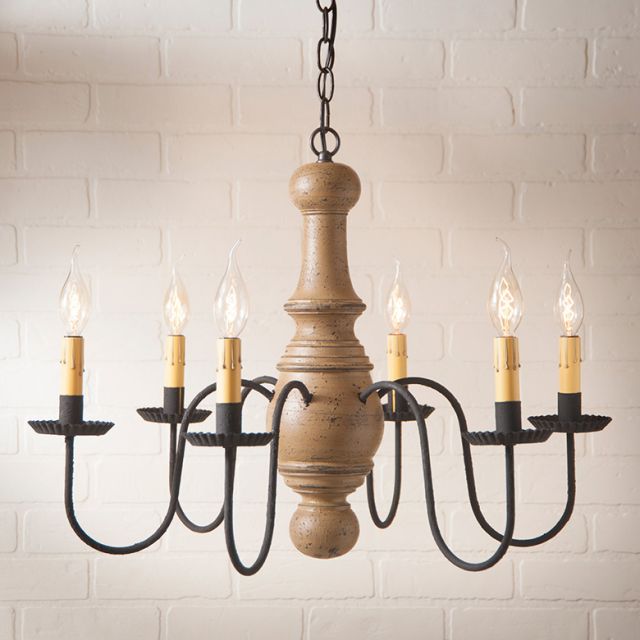 6-Arm Maple Glenn Wood Chandelier in Americana Pearwood