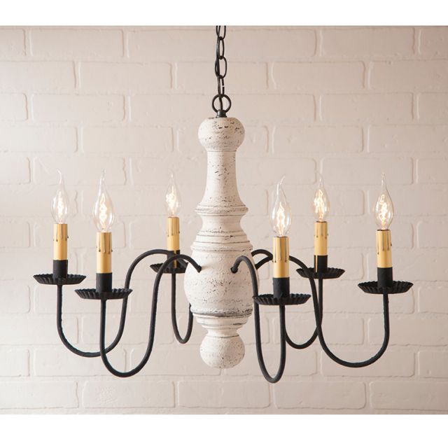 6-Arm Maple Glenn Wood Chandelier in Americana White