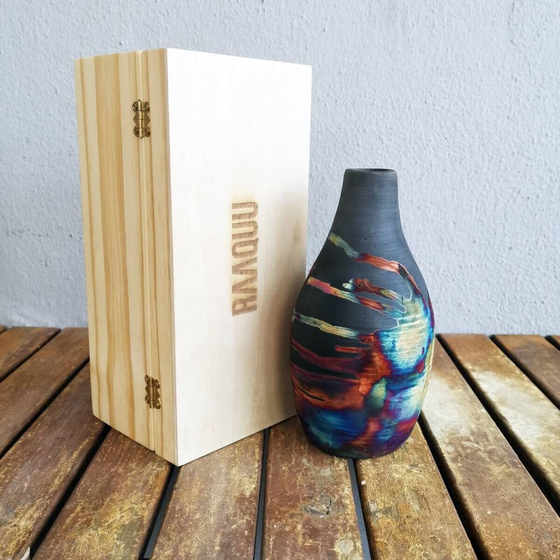Natsu Ceramic Raku Vase with Gift Box by RAAQUU