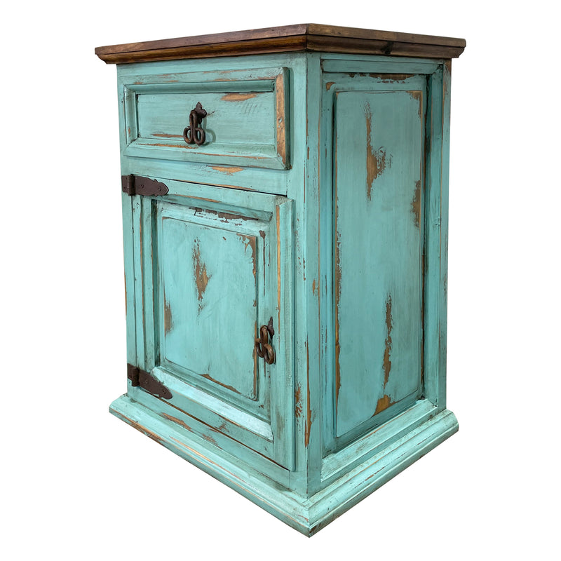 Traditional Small Nightstand Oldie Turquoise