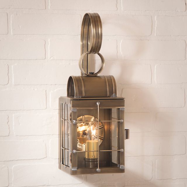 Single Wall Lantern in Weathered Brass