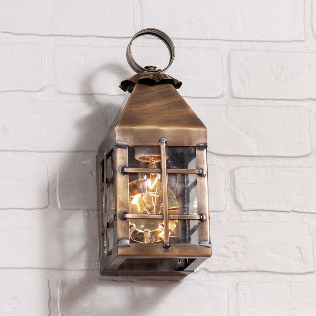 Small Barn Outdoor Wall Light in Solid Weathred Brass - 1 Light