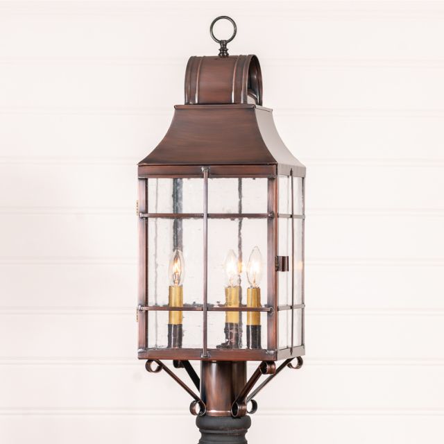 Stenton Outdoor Post Light in Solid Antique Copper - 3 Light