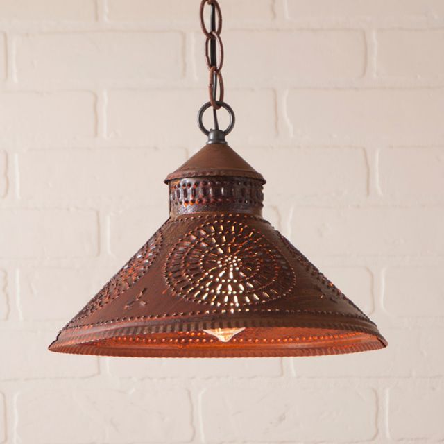 Stockbridge Shade Light with Chisel in Rustic Tin
