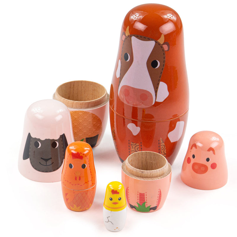 Farm Animal Russian Dolls by Bigjigs Toys US