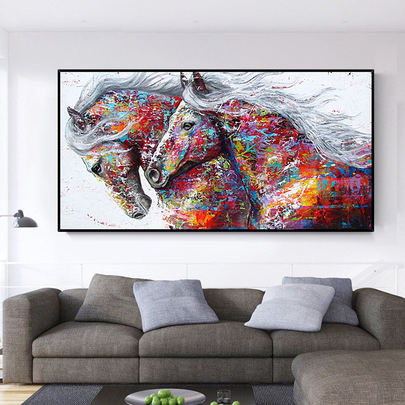 Two Running Horses Canvas Oil Painting