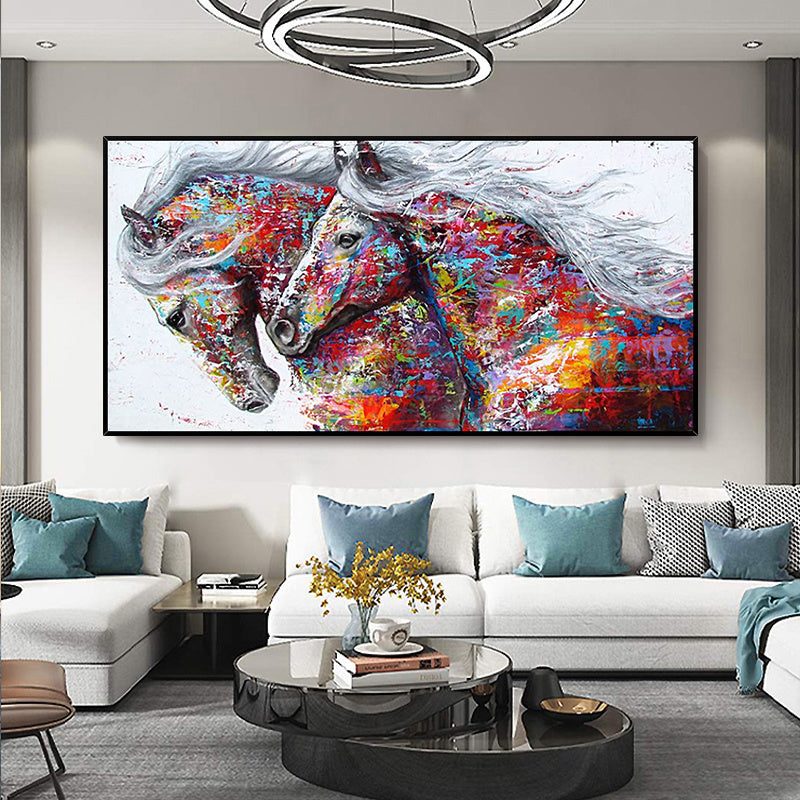 Two Running Horses Canvas Oil Painting