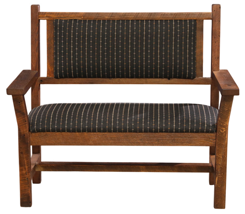 Barnwood Upholstered Bench with Back