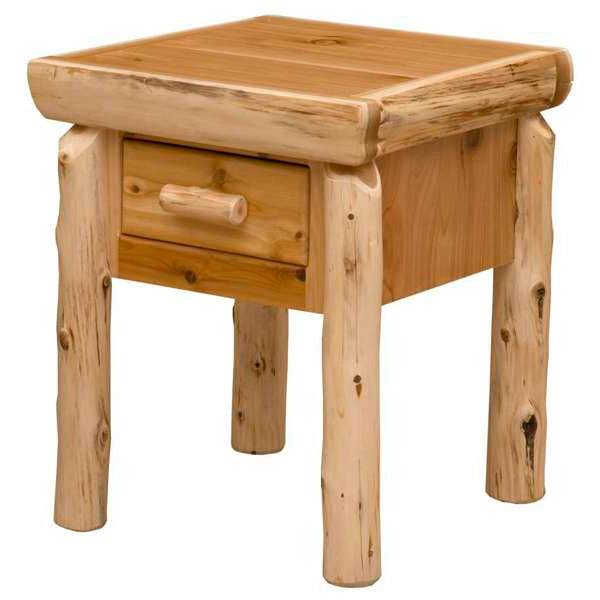 Cedar Log One Drawer Nightstand