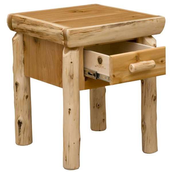 Cedar Log One Drawer Nightstand